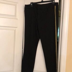 Black Pixie pants with gold stripe